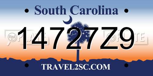 14727Z9 South Carolina License Plate