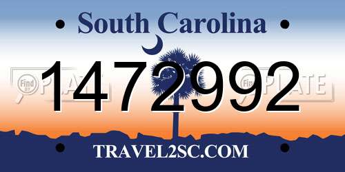 1472992 South Carolina License Plate