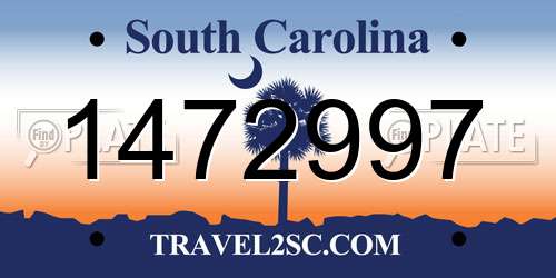 1472997 South Carolina License Plate