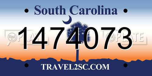 1474073 South Carolina License Plate