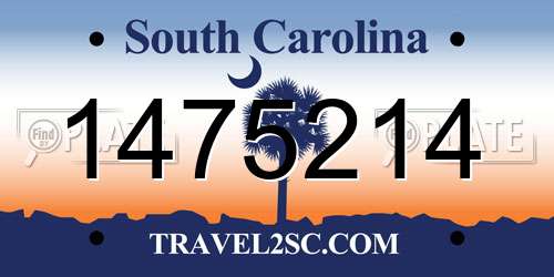 1475214 South Carolina License Plate