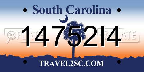 14752I4 South Carolina License Plate