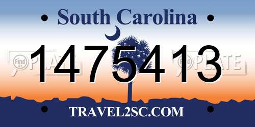 1475413 South Carolina License Plate