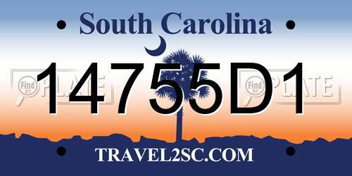 14755D1 South Carolina License Plate