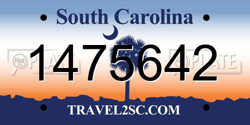 1475642 South Carolina License Plate