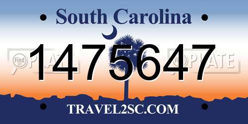 1475647 South Carolina License Plate