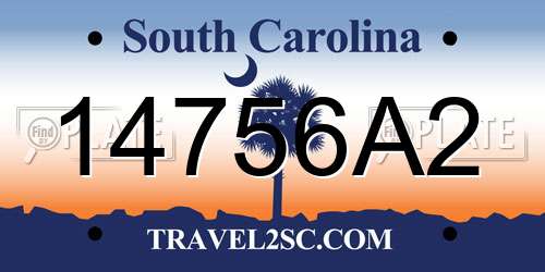14756A2 South Carolina License Plate