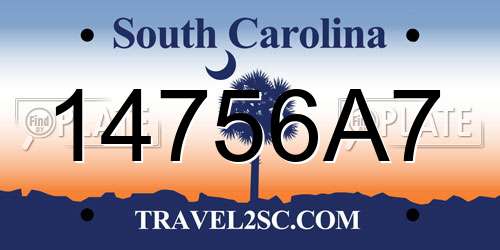 14756A7 South Carolina License Plate