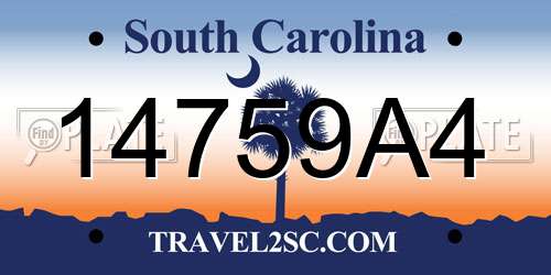 14759A4 South Carolina License Plate