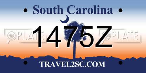 1475Z South Carolina License Plate