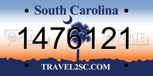 1476121 South Carolina License Plate