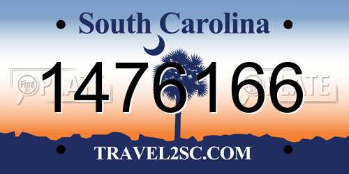 1476166 South Carolina License Plate