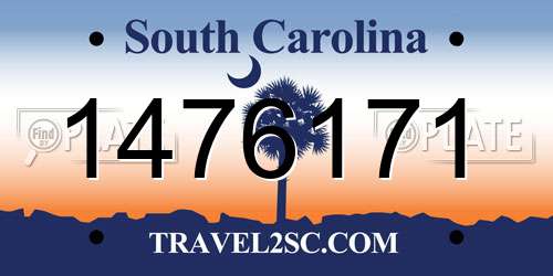 1476171 South Carolina License Plate