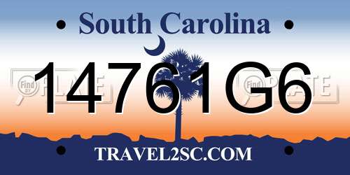 14761G6 South Carolina License Plate