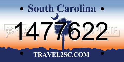 1477622 South Carolina License Plate
