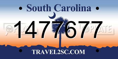 1477677 South Carolina License Plate