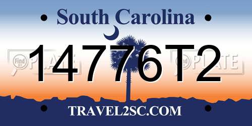 14776T2 South Carolina License Plate