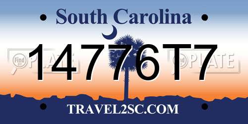 14776T7 South Carolina License Plate
