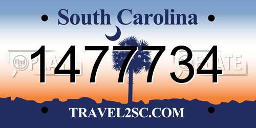 1477734 South Carolina License Plate