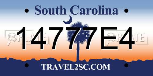 14777E4 South Carolina License Plate