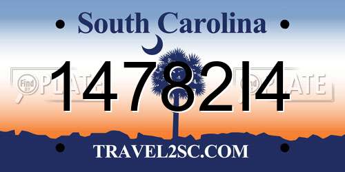 14782I4 South Carolina License Plate