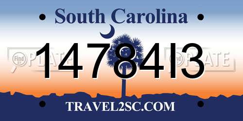 14784I3 South Carolina License Plate
