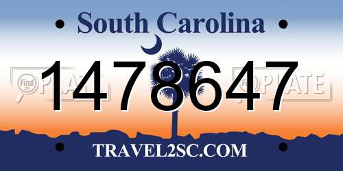 1478647 South Carolina License Plate