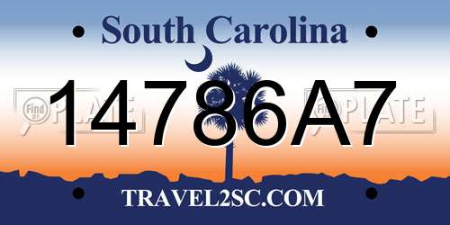 14786A7 South Carolina License Plate