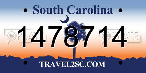 1478714 South Carolina License Plate