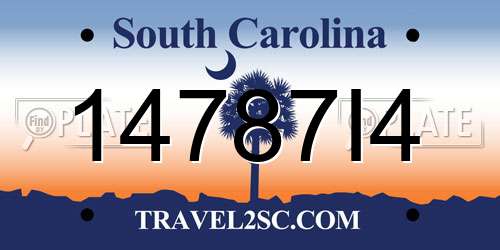14787I4 South Carolina License Plate