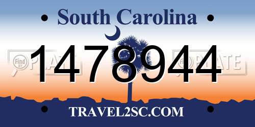 1478944 South Carolina License Plate