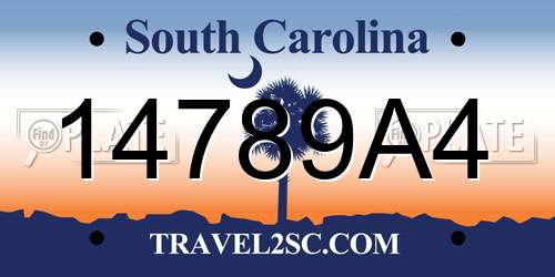 14789A4 South Carolina License Plate