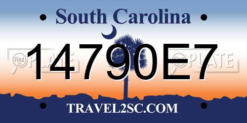 14790E7 South Carolina License Plate