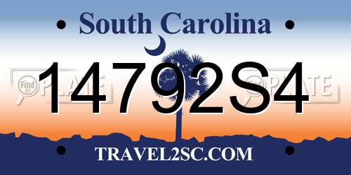 14792S4 South Carolina License Plate