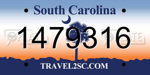 1479316 South Carolina License Plate