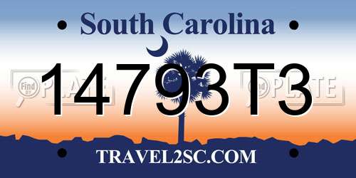 14793T3 South Carolina License Plate
