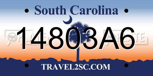 14803A6 South Carolina License Plate