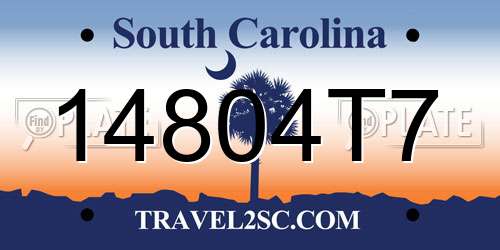 14804T7 South Carolina License Plate
