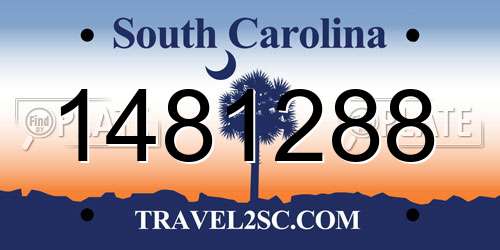 1481288 South Carolina License Plate