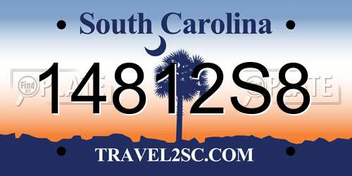 14812S8 South Carolina License Plate
