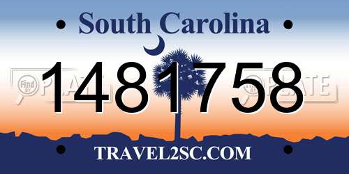 1481758 South Carolina License Plate