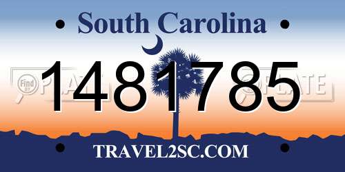1481785 South Carolina License Plate
