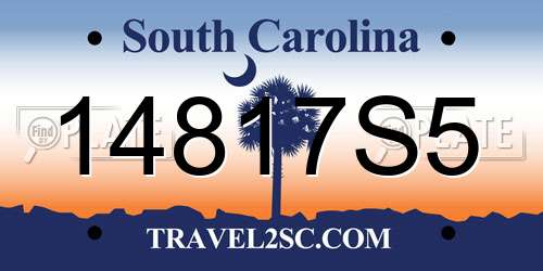 14817S5 South Carolina License Plate