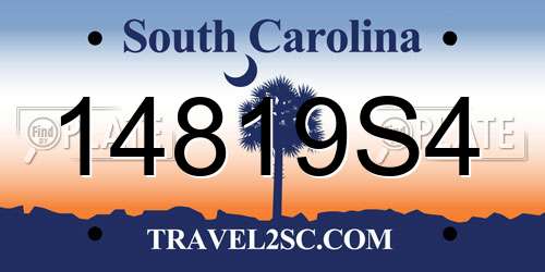 14819S4 South Carolina License Plate