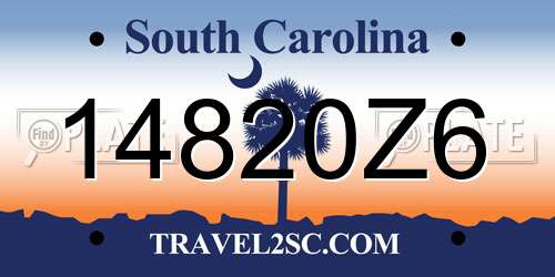 14820Z6 South Carolina License Plate