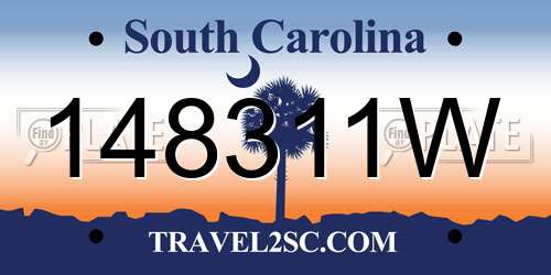 148311W South Carolina License Plate