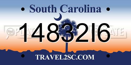 14832I6 South Carolina License Plate
