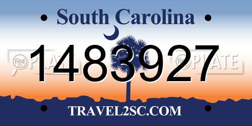 1483927 South Carolina License Plate