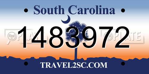1483972 South Carolina License Plate