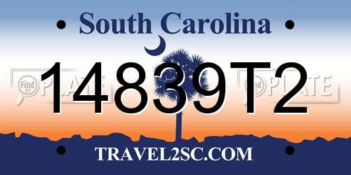 14839T2 South Carolina License Plate